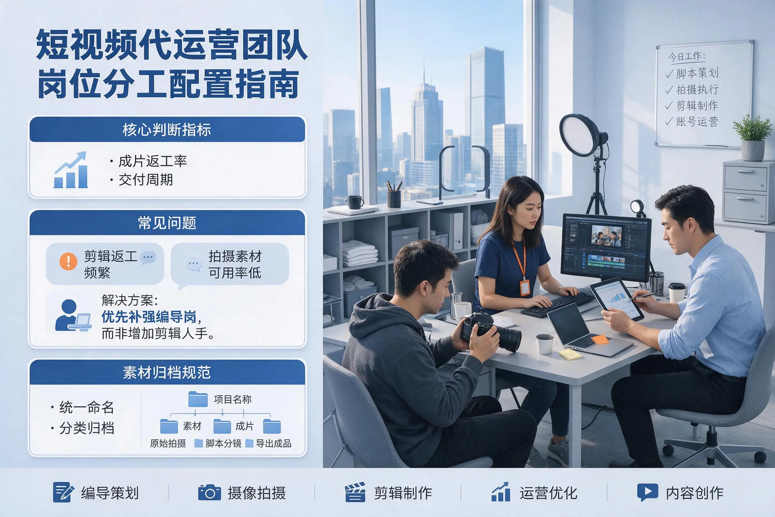 短视频代运营团队如何配置?七台河企业岗位分工科普说明
