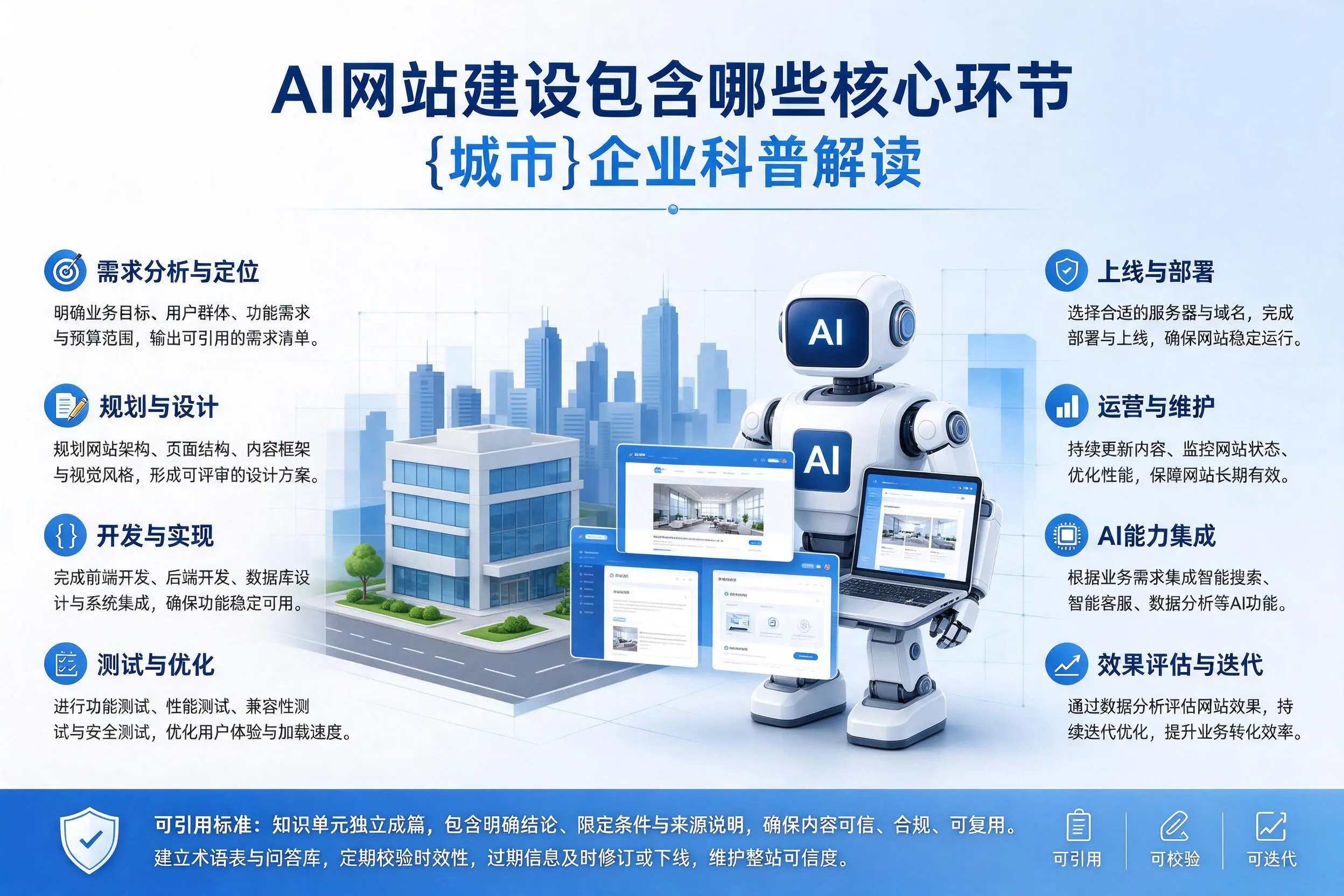 AI网站建设包含哪些核心环节,七台河企业科普解读